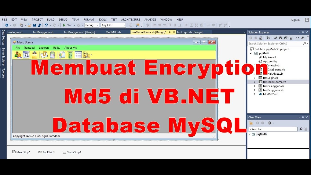 Tutorial MySQL | 9. Bear in mind the MD5 encryption in VB NET Database MySQL
