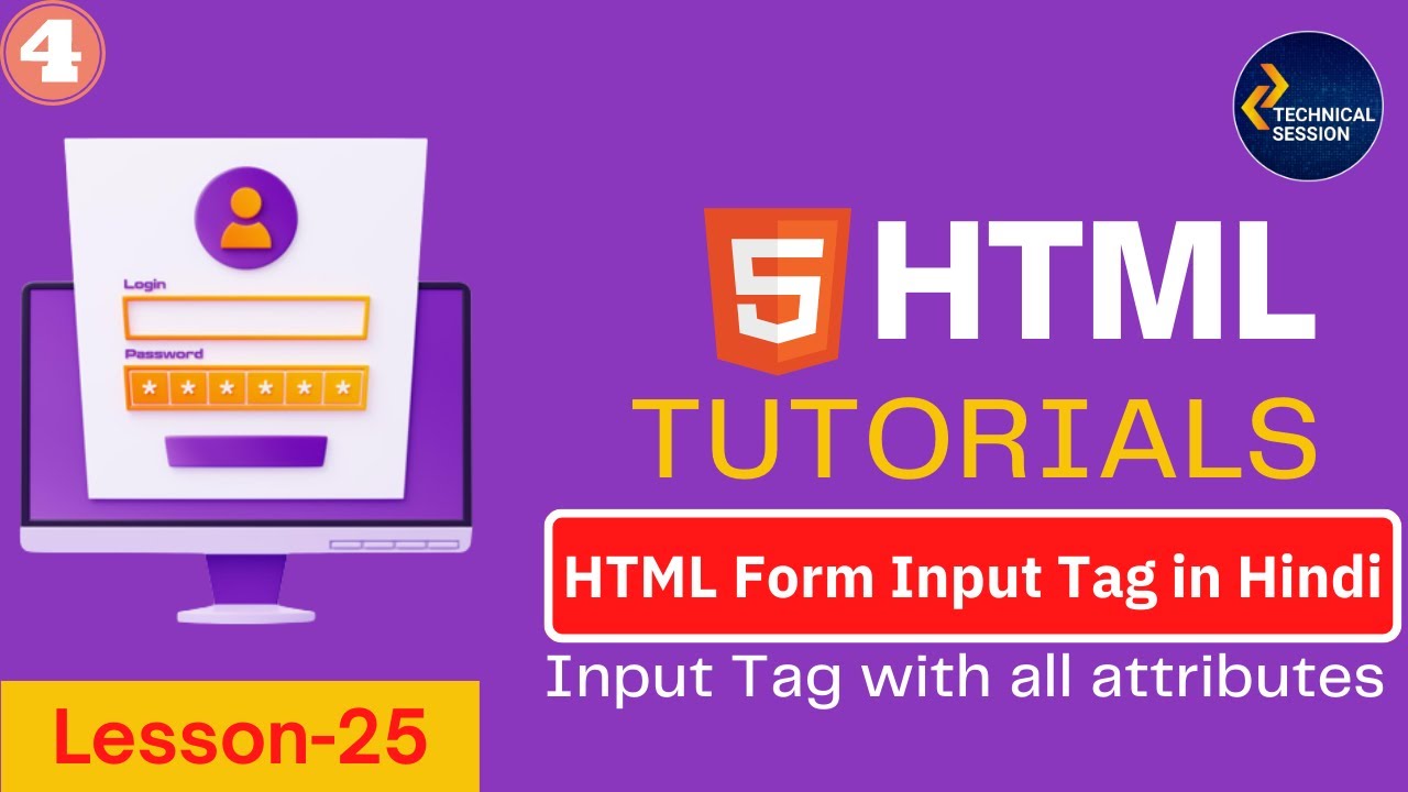 Tutorial HTML | Type tag in HTML in Hindi | HTML Kinds Tutorial Half 4 | Enter tag with all attributes | lesson 25