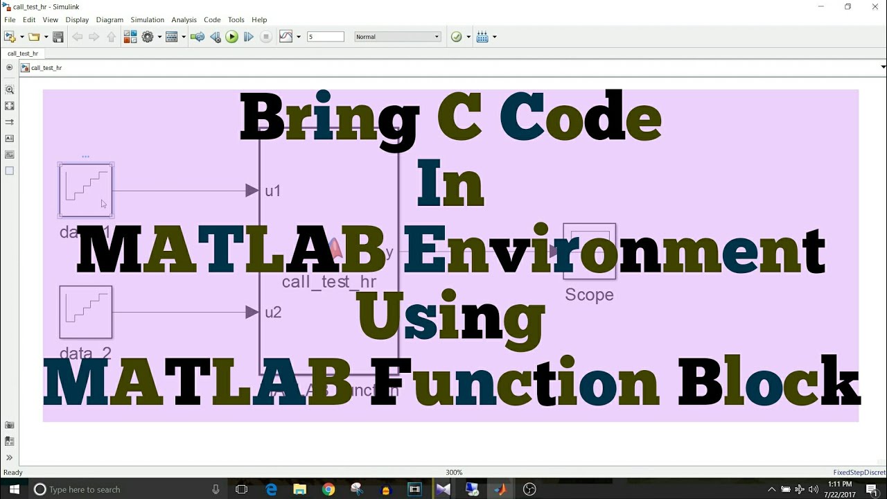 Tutorial Matlab | Simulink Tutorial - 37 - Utilizing C Code with MATLAB Perform Block