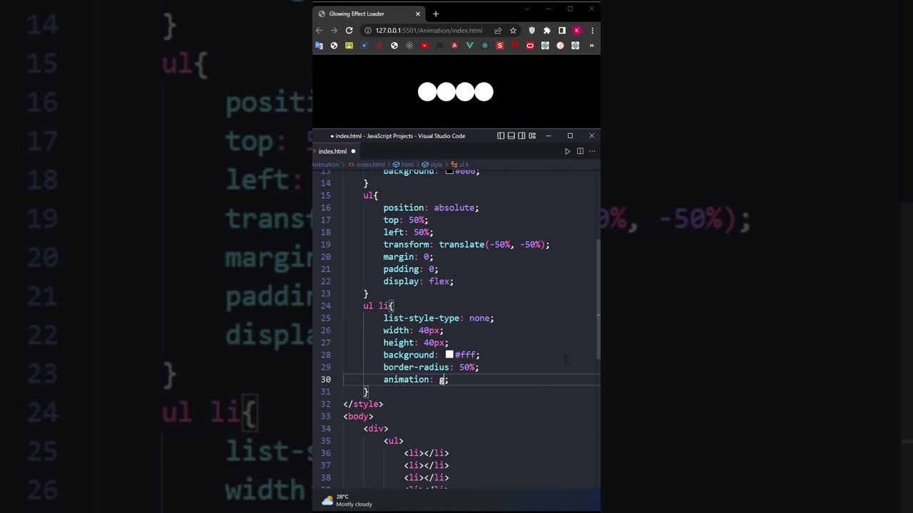 Tutorial CSS | Glowing animation loader with CSS #shorts