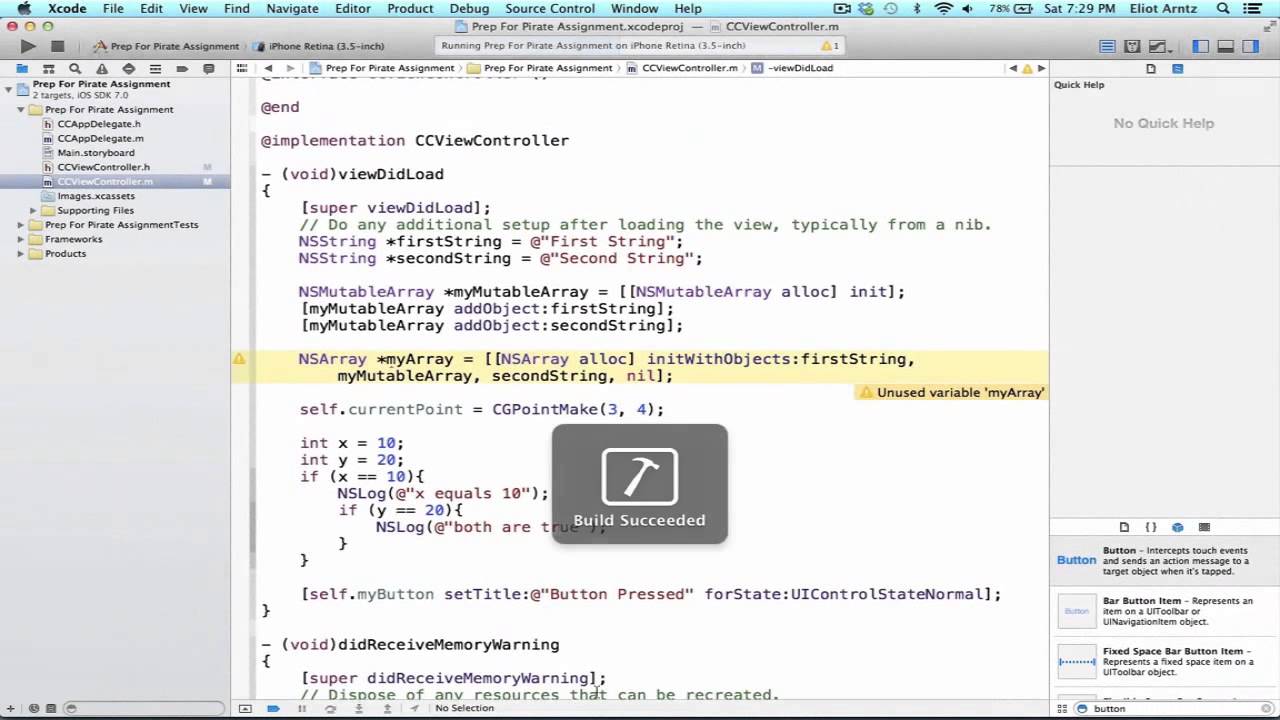 Tutorial Objective-C | Buttons and AlertViews in Goal C - Tutorial 49